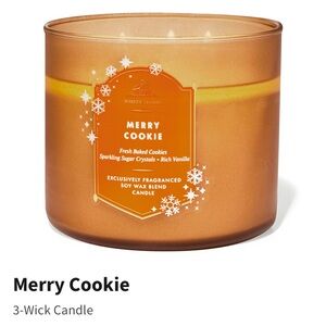 NIB White Barn “Merry Cookie” Scented 3-Wick Candle w Decorative Metal Lid.